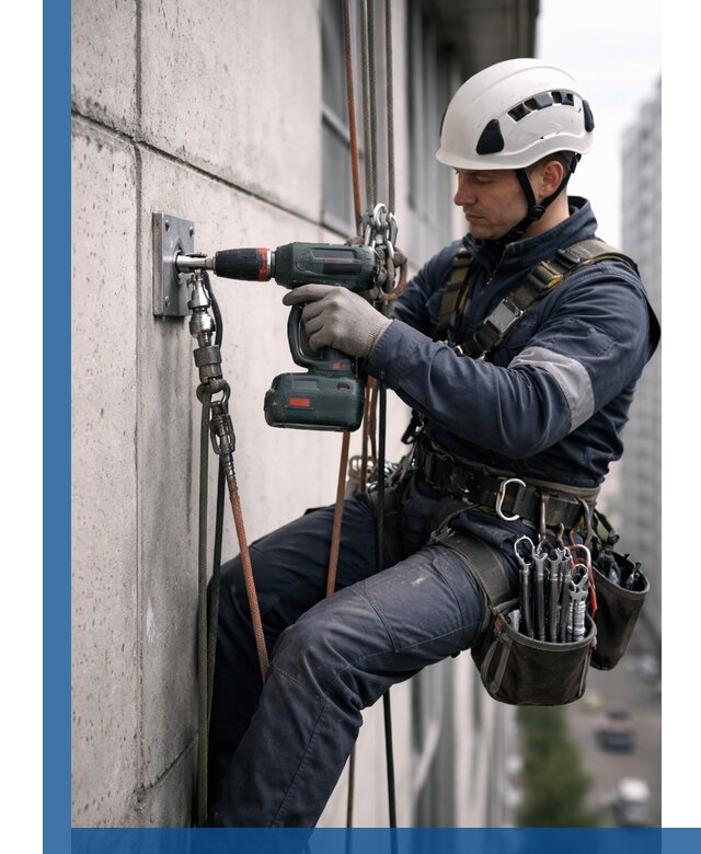 Установка анкерных точек для высотных работ в Саратове