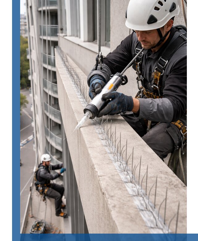 Установка шипов от птиц на фасадах и кровлях в Саратове